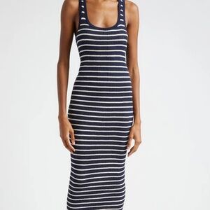 A.L.C. IRIS NAVY/WHITE STRIPE KNIT SLEEVELESS MAXI DRESS SIZE L $450